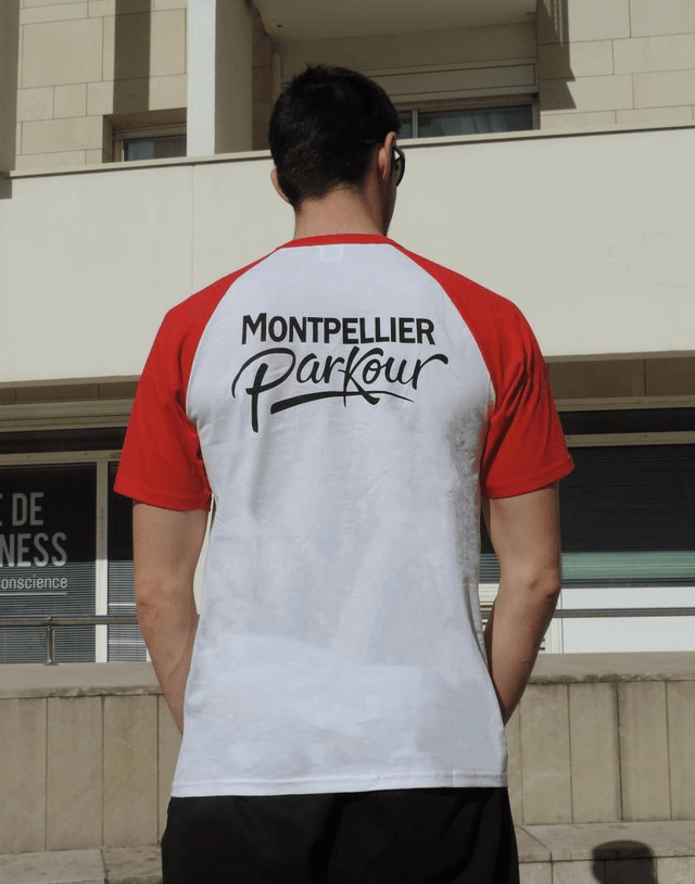 T-shirt Baseball AMP rouge et blanc